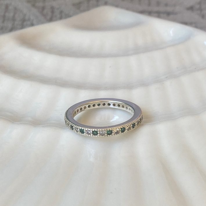 ANILLO CINTILLO MICROCIRCONES VERDE