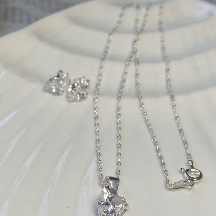 CONJUNTO CORAZON CIRCON BLANCO